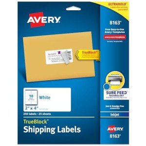 Avery Printable 2" x 4" Custom Labels, 250 Pack