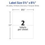 Avery Printable Half-Sheet Labels – 20 Pack