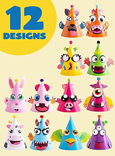 12 Sets Cute Animal Theme Party Hats for Kids