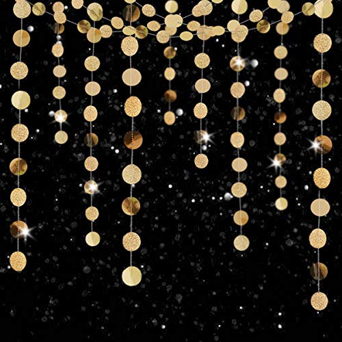 Glitter Champagne Gold Circle Dots Garland Party Decorations