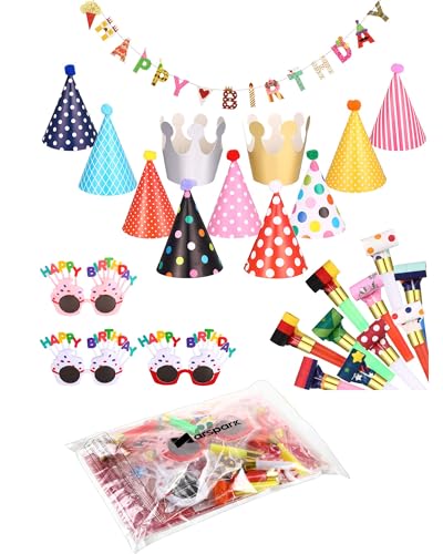 Classic Birthday Party Set with Hats, Banner, Glasses