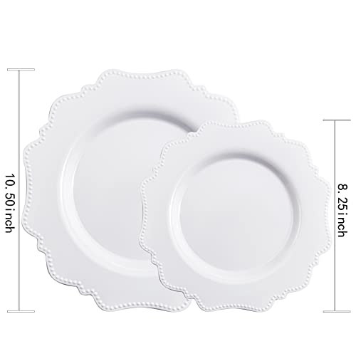 60pcs White Disposable Plastic Plates for Party/Wedding