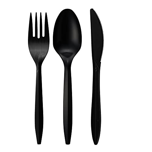 1,000 Piece Black Disposable Cutlery Pack