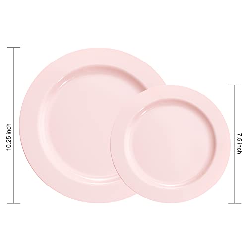 60PCS Pink Flowercat Plastic Plates for Party/Wedding/Mother's Day