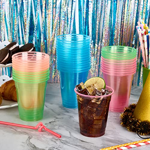 Neon Plastic Cups - 100 Pack - 12 oz