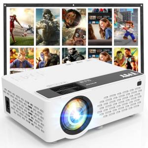 TMY Mini Bluetooth Projector with Screen, 1080P HD