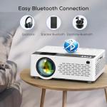 TMY Mini Bluetooth Projector with Screen, 1080P HD