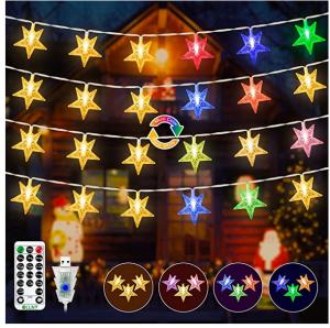 49FT Waterproof Color Changing Star String Lights