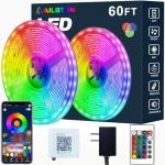 60ft RGB LED Strip Lights with Music Sync