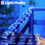50ft Blue LED Rope Lights with Remote Control