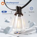 100FT LED Outdoor String Lights with Dimmable Bulbs