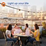 100FT LED Outdoor String Lights with Dimmable Bulbs