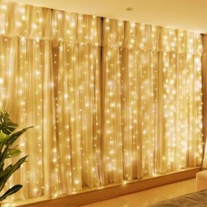 300LED Fairy Curtain Lights with Remote - Warm White