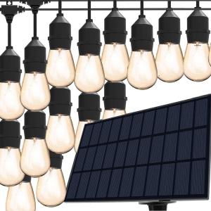 44FT Waterproof Solar Patio String Lights