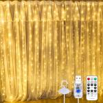 Warm White Curtain Fairy Lights with Remote Control