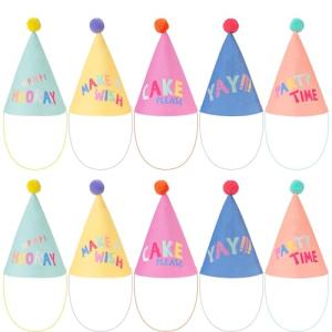 15 Rainbow Cone Hats Kids Craft Party Supplies