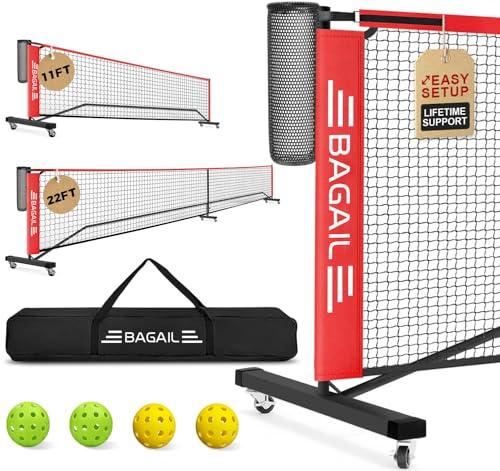Portable Pickleball Net Set with Wheels, Red