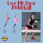 Sparkly Pickleball Keychain with Pink Paddle Charm
