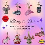 Sparkly Pickleball Keychain with Pink Paddle Charm