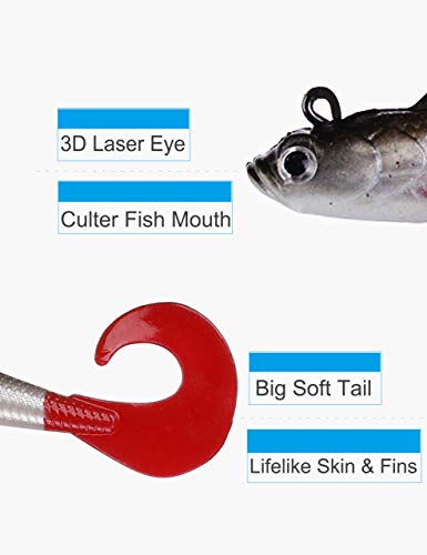 6-Pack 6 Colors Soft Swimbait Lures for Bass
