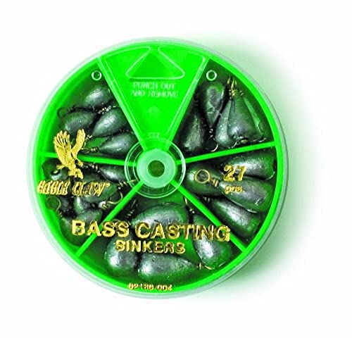 Eagle Claw Bass Casting Sinker Pack, 27 Plain Lead Sinkers