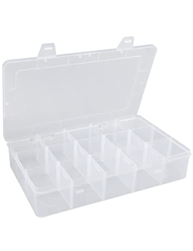 Clear Tackle Box Organizer with Dividers - 15 Grids
