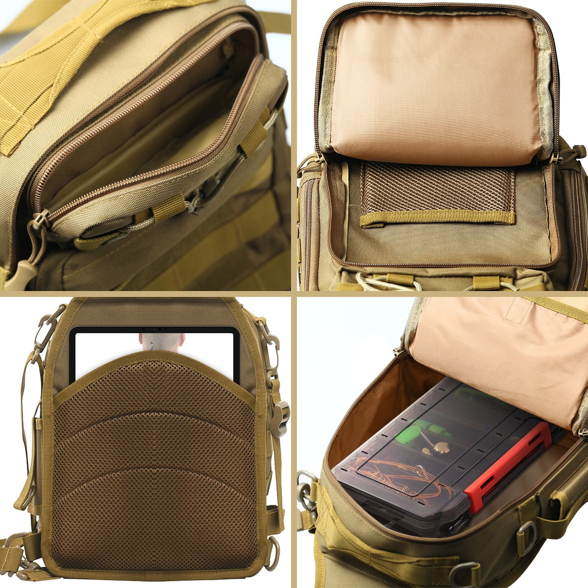 Compact Fishing Tackle Bag with Rod Holder
