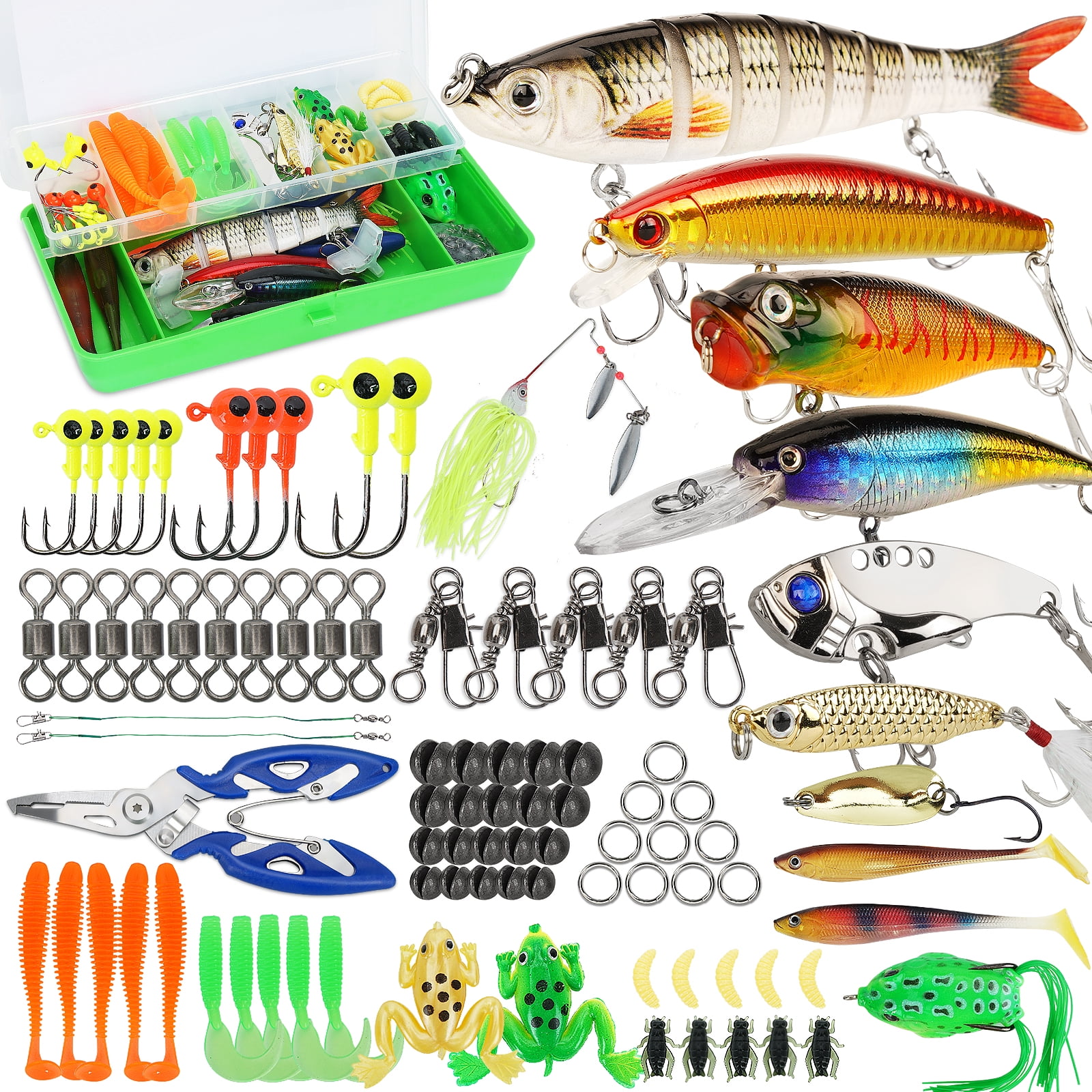 Bass Fishing Lures Kit with Tackle Box
