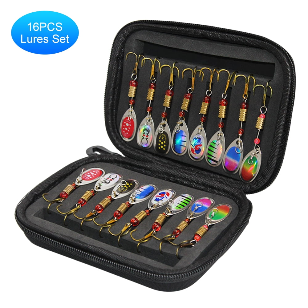16pcs Lixada Fishing Spoon Lures Set for Trout Bass