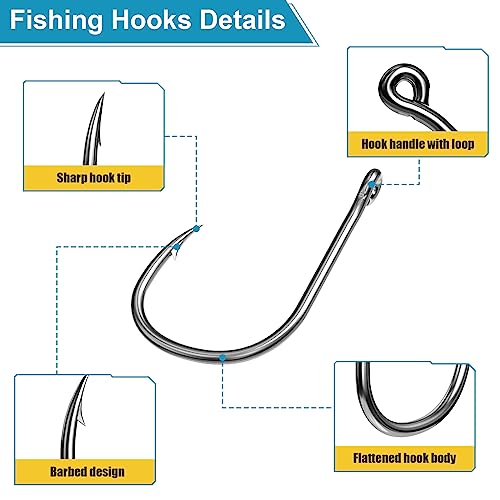 Durable Carbon Steel Fishing Hooks - Assorted Sizes