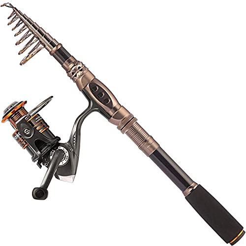 PLUSINNO Carbon Fiber Telescopic Fishing Rod and Reel