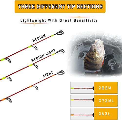 PLUSINNO Ice Fishing Rod and Reel Combo, 26"/27"/28