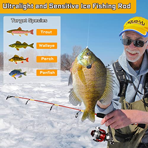 PLUSINNO Ice Fishing Rod and Reel Combo, 26"/27"/28