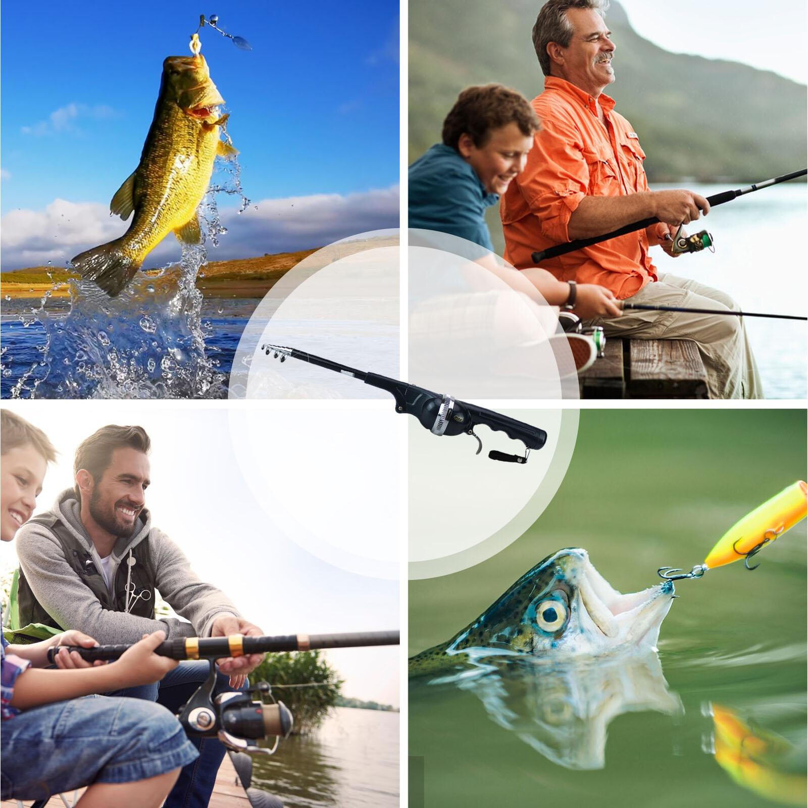 Compact Portable Telescopic Fishing Rod Pole & Reel