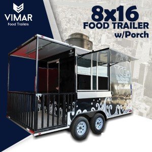 8x16 Concession Food Trailer with BBQ Porch