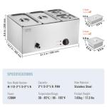 VEVOR 4-Pan Stainless Steel Food Warmer