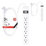 GE 6-Outlet Surge Protector with Extension Cord 2-Pack