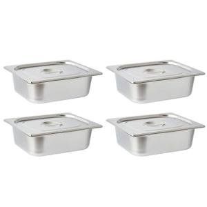 ERFEI 4 Pack Half-Size Stainless Steel Hotel Pans