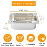 ERFEI 4 Pack Half-Size Stainless Steel Hotel Pans