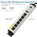 Heavy Duty 12 Gauge Power Strip with 15 ft Cord