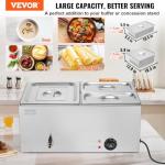 VEVOR 3-Pan Stainless Steel Food Warmer 21 Qt
