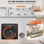 VEVOR 3-Pan Stainless Steel Food Warmer 21 Qt