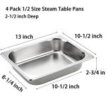 TOPZEA 4 Pack Half Size Stainless Steel Hotel Pans