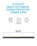 12 Outlet Heavy Duty Metal Power Strip with Cord