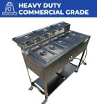 5 Pan Commercial Food Warmer Cart with Condiment Containers