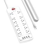 ALESTOR Surge Protector Power Strip, 12 Outlets, 4 USB