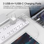 ALESTOR Surge Protector Power Strip, 12 Outlets, 4 USB