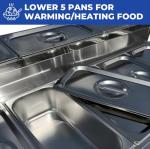 5 Pan Commercial Food Warmer Cart with Condiment Containers