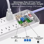 ALESTOR Surge Protector Power Strip, 12 Outlets, 4 USB
