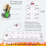 ALESTOR Surge Protector Power Strip, 12 Outlets, 4 USB